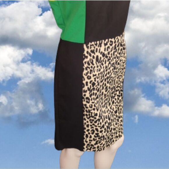 NWT! Calvin Klein Leopard Print Color Block Dress - Picture 10 of 15